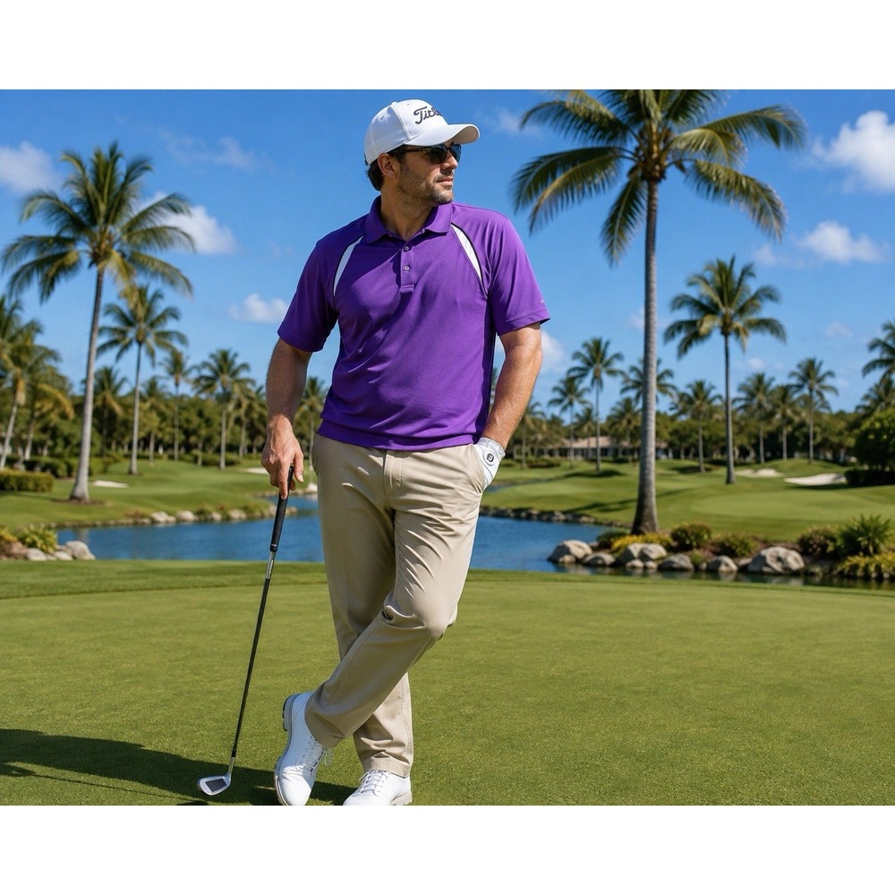 Snake Eyes Performance Polo Shirt Men's XL Golf Dad Preppy Logo  PURPLE WHT TRIM